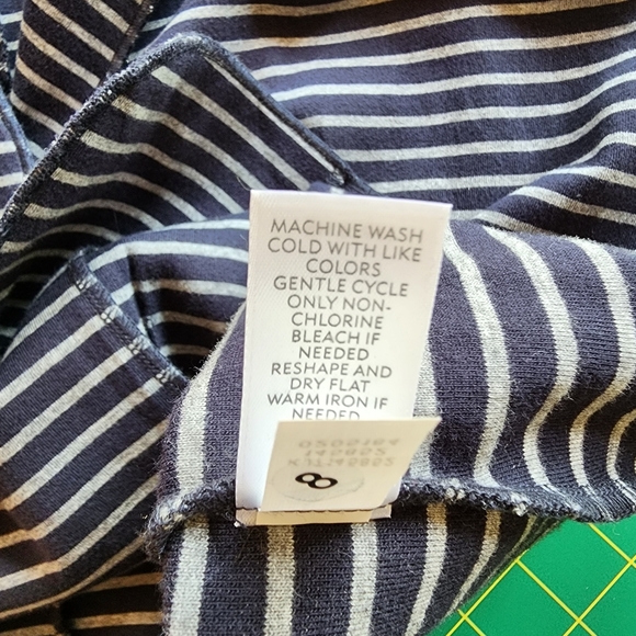 🆕 J. Jill Notched Collar Single Breasted Navy Striped Cotton Blend Blazer~L - Picture 7 of 13